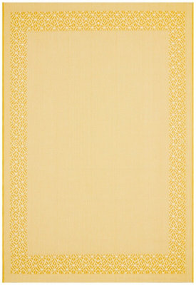 Yellow Bordered Modern Easy To Clean Rug For Dining Room-160cm x 230cm