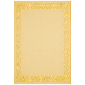 Yellow Bordered Modern Easy To Clean Rug For Dining Room-160cm x 230cm