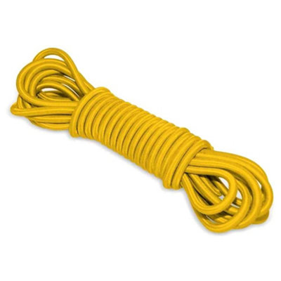 Yellow Bungee Cord - 5 m / 16 ft of 5 mm Bungee Rope, Shock Cord, Bungee Strap, Elastic Rope, Tie Down - Stretch at least 100%