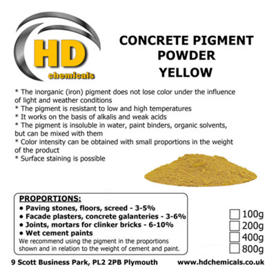 YELLOW Cement Concrete Pigment Powder Dye 400g