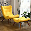 Yellow Chenille Recliner Chair Reclining Chair Armless Accent Chair Sofa Chair with Footstool