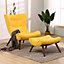 Yellow Chenille Recliner Chair Reclining Chair Armless Accent Chair Sofa Chair with Footstool
