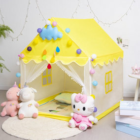 Yellow Children's Indoor Princess Castle with Cotton Ball Playhouse Tent