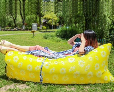 Yellow Chrysanthemum Outdoor Camping Foldable Portable Lazy Inflatable Sofa