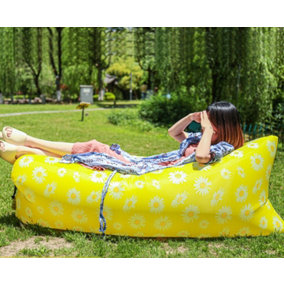 Yellow Chrysanthemum Outdoor Camping Foldable Portable Lazy Inflatable Sofa