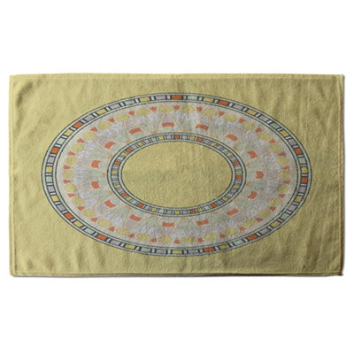 Yellow Circle Ornament. Round Frame (Bath Towel) / Default Title