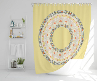 Yellow Circle Ornament. Round Frame (Shower Curtain) / Default Title Price Comparisons | Compare The Build
