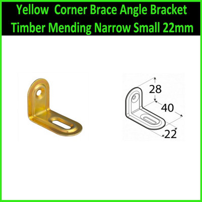 Yellow Corner Brace Angle Bracket Timber Mending Narrow Small 22mm ( Pack of: 10 )