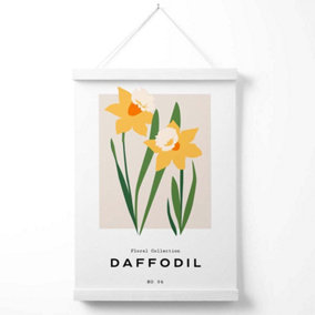 Yellow Daffodil Flower Market Spring Poster with Hanger / 33cm / White
