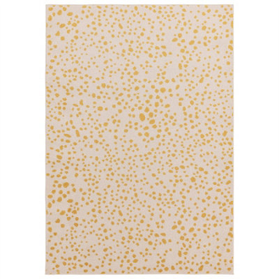 Yellow Dotted Modern Rug Easy to clean Dining Room-160cm X 230cm