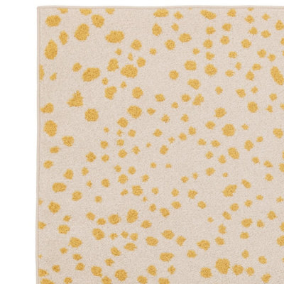 Yellow Dotted Modern Rug Easy to clean Dining Room-160cm X 230cm