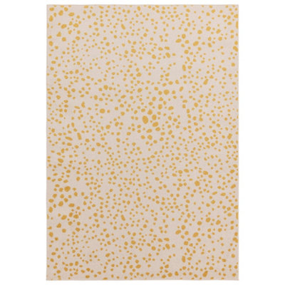 Yellow Dotted Modern Rug Easy to clean Dining Room-200cm X 290cm