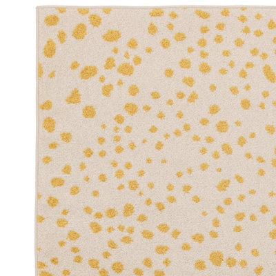 Yellow Dotted Modern Rug Easy to clean Dining Room-200cm X 290cm
