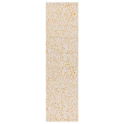 Yellow Dotted Modern Rug Easy to clean Dining Room-66 X 240cm (Runner)