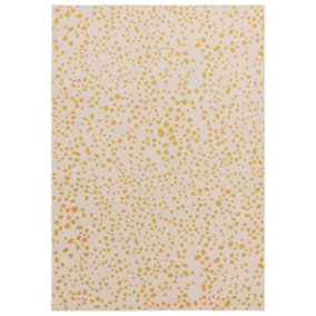 Yellow Dotted Modern Rug Easy to clean Dining Room-66 X 240cm (Runner)