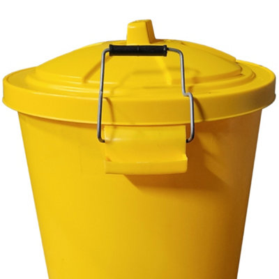Yellow Dustbin Extra Large with Clip Locking Lid 80L Plastic Dustbin ...