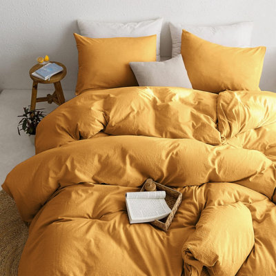 Yellow Duvet Cover Single Double King Super King Size Reversible Plain Dyed Duvets Quilts Covers & Pillowcases Soft Anti Allergy