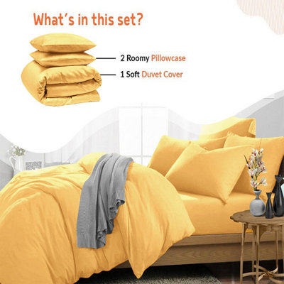 Yellow Duvet Cover Single Double King Super King Size Reversible Plain Dyed Duvets Quilts Covers & Pillowcases Soft Anti Allergy