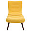 Yellow Fabric Curved Recliner Chair Accent Chair with Footstool