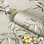 Yellow Floral Glitter Wallpaper Cream Flowers Leaf Belgravia Decor Botanique