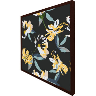 Yellow flowers on green (Picutre Frame) / 30x30" / Black