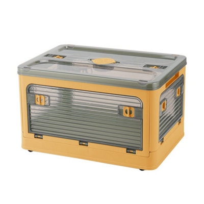 Yellow Folding Stackable Wardrobe Storage Bin Double Door Collapsible Storage Box Cupboard Tabletop Organizer 30L - 5