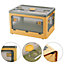 Yellow Folding Stackable Wardrobe Storage Bin Double Door Collapsible Storage Box Cupboard Tabletop Organizer 44.5L