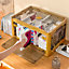 Yellow Folding Stackable Wardrobe Storage Bin Double Door Collapsible Storage Box Cupboard Tabletop Organizer 68L