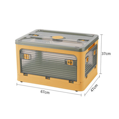Yellow Folding Stackable Wardrobe Storage Bin Double Door Collapsible Storage Box Cupboard Tabletop Organizer 94L - 6