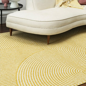 Yellow Geometric Abstract Modern Rug for Living Room Bedroom and Dining Room-120cm X 170cm