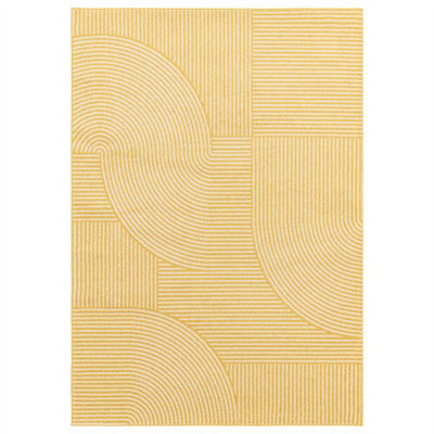 Yellow Geometric Abstract Modern Rug for Living Room Bedroom and Dining ...