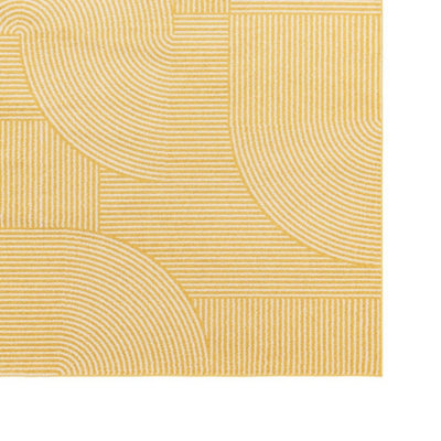 Yellow Geometric Abstract Modern Rug for Living Room Bedroom and Dining Room-80cm X 150cm - 3