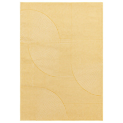 Yellow Geometric Abstract Modern Rug for Living Room Bedroom and Dining Room-80cm X 150cm - 4