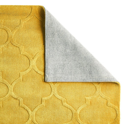Yellow Geometric Handmade Modern For Living Room and Bedroom Rug-120cm ...