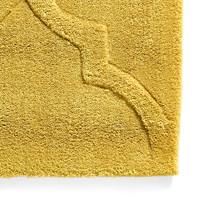 Yellow Geometric Handmade Modern For Living Room and Bedroom Rug-120cm ...