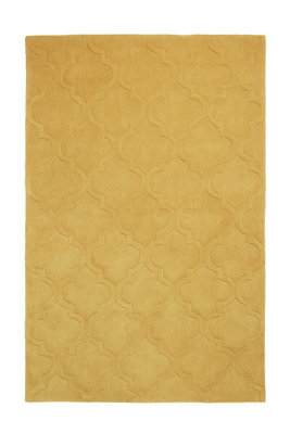 Yellow Geometric Handmade Modern For Living Room and Bedroom Rug-120cm ...