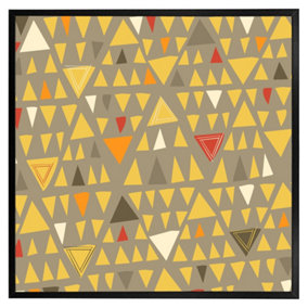 Yellow geometric triangles (Picutre Frame) / 16x16" / Grey