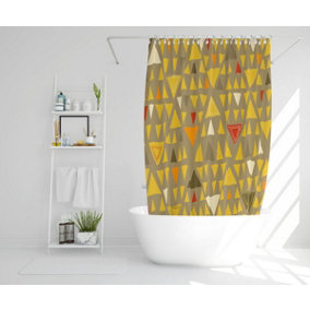 Yellow Geometric Triangles (Shower Curtain) / Default Title