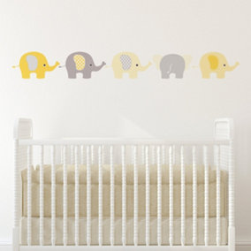 Yellow & Grey Elephants Decals Wall Stickers