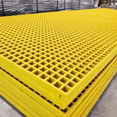 Yellow GRP Open Mesh Grating Panels AntiSlip and CorrosionResistant for ...