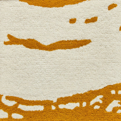 Yellow Handmade Luxurious Modern Plain Wool Abstract Rug Easy to clean ...