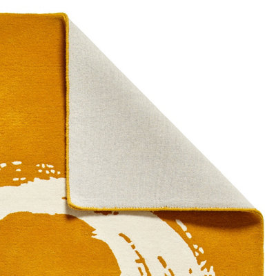 Yellow Handmade Luxurious Modern Plain Wool Abstract Rug Easy to clean ...