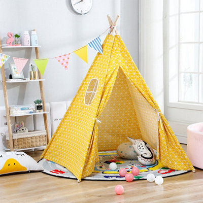 Yellow Kids Play Tent Indoor Teepee Tent Portable Playhouse for Boys and Girls