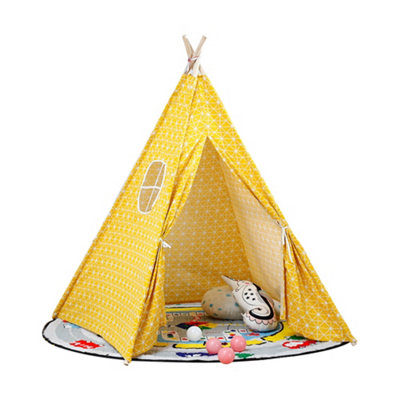 Yellow Kids Play Tent Indoor Teepee Tent Portable Playhouse for Boys and Girls