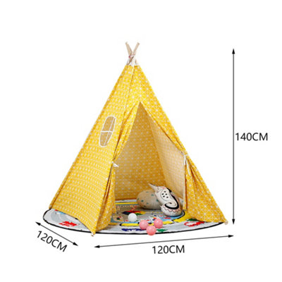 Yellow Kids Play Tent Indoor Teepee Tent Portable Playhouse for Boys and Girls