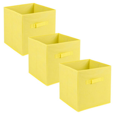 Yellow - Large Collapsible Cube Storage Boxes with Carry Handles ...