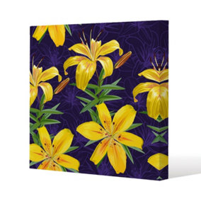 Yellow lily flowers (Canvas Print) / 101 x 101 x 4cm