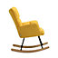 Yellow Linen Effect Rocking Chair Recliner Armchair with Rubber Wood Runner