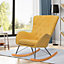 Yellow Linen Upholstered Rocking Armchair with Pocket