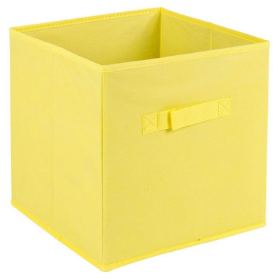 Yellow - Medium Collapsible Cube Storage Boxes with Carry Handles Set of 3
